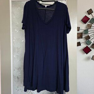 Dark Blue Tunic Short-Sleeve Shirt - Size 1X
